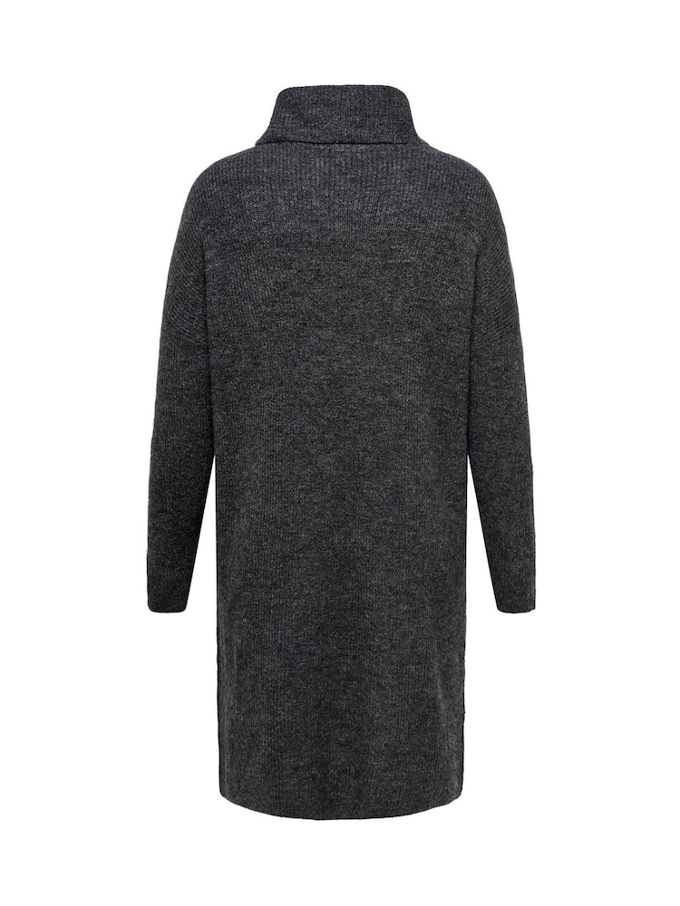 ONLY Curve Grey Roll Neck Knitted Jumper Dress - Image 6 of 6