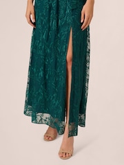 Adrianna Papell Green Embroidered Ankle Dress - Image 5 of 7