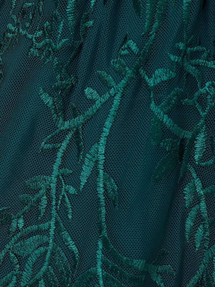 Adrianna Papell Green Embroidered Ankle Dress - Image 7 of 7