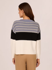 Adrianna Papell Dropped Shoulder Boat Neck Colour Blocked Long Sleeve Sweater - Image 2 of 7
