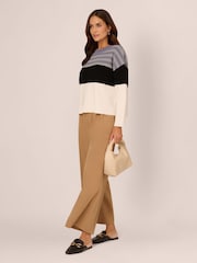 Adrianna Papell Dropped Shoulder Boat Neck Colour Blocked Long Sleeve Sweater - Image 3 of 7