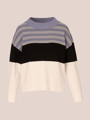 Adrianna Papell Dropped Shoulder Boat Neck Colour Blocked Long Sleeve Sweater - Image 6 of 7