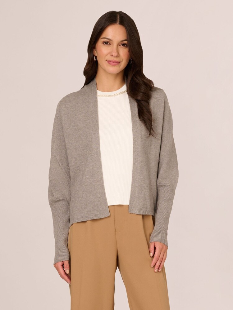 Adrianna Papell Short Cocoon Cardigan With Long Sleeves And Ribbed Cuffs - Image 1 of 7