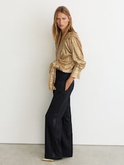 Reiss Black Dakota Petite Wool-Blend Straight-Leg Tuxedo Trousers - Image 6 of 9