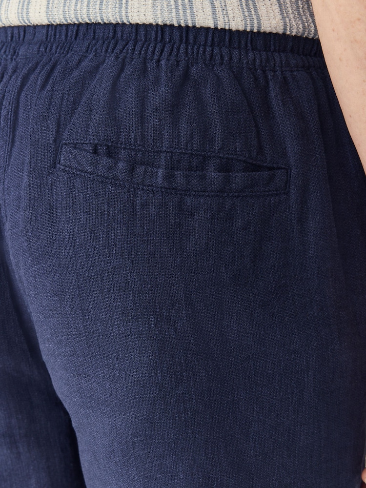 marine - Shorts taille à cordon de serrage riche en lin - Image 4 of 9