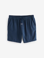 Navy Linen Rich Drawstring Waist Shorts - Image 6 of 9