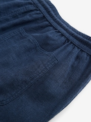 Navy Linen Rich Drawstring Waist Shorts - Image 9 of 9