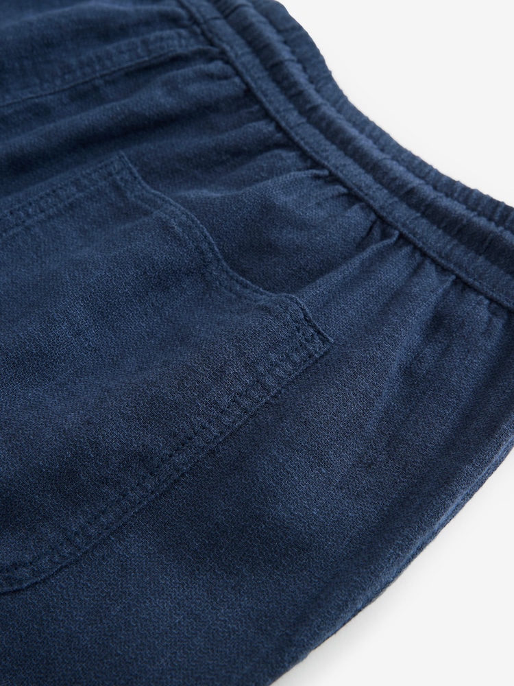 Navy Linen Rich Drawstring Waist Shorts - Image 9 of 9