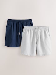 Navy/Grey Cotton Linen Dock Shorts 2 Pack - Image 1 of 13