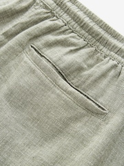 Sage Green Linen Rich Drawstring Waist Shorts - Image 10 of 10