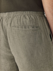 Sage Green Linen Rich Drawstring Waist Shorts - Image 4 of 10