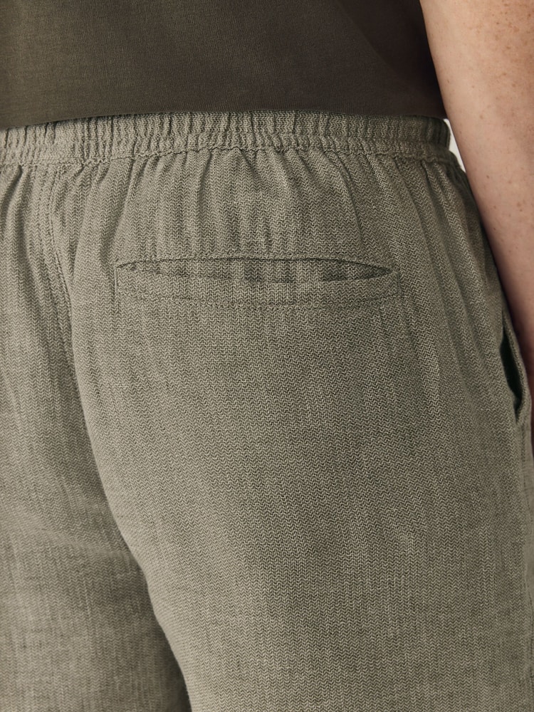vert - Shorts taille à cordon de serrage riche en lin - Image 4 of 10
