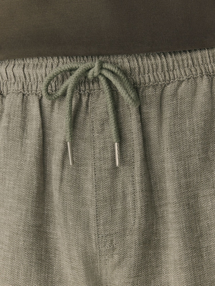 vert - Shorts taille à cordon de serrage riche en lin - Image 5 of 10
