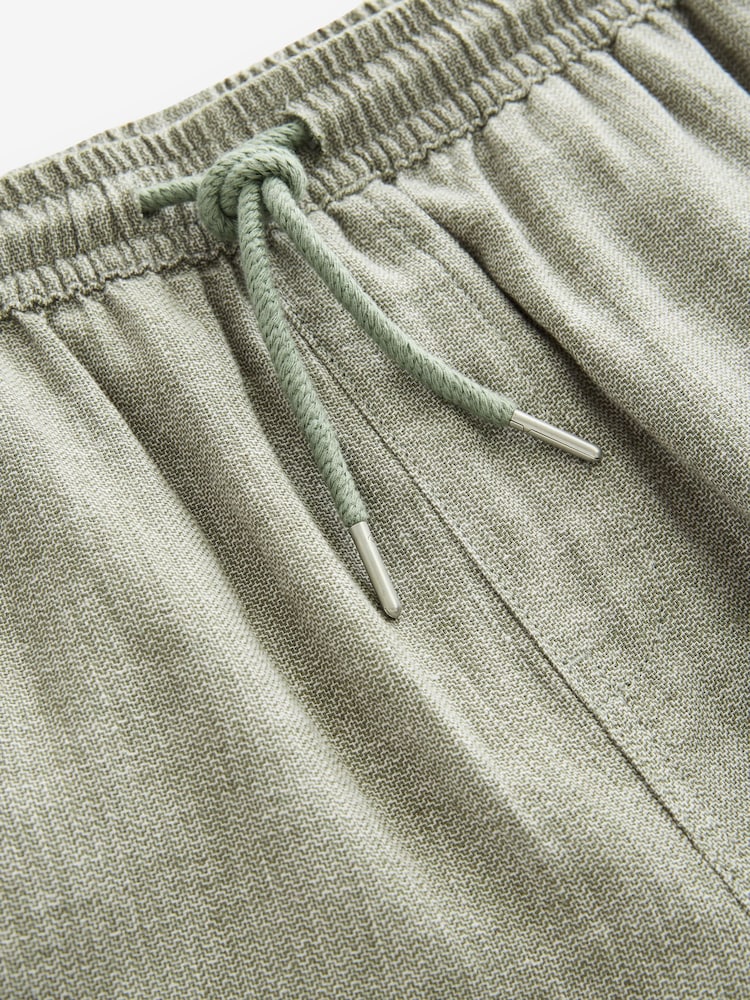 vert - Shorts taille à cordon de serrage riche en lin - Image 8 of 10