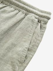 Sage Green Linen Rich Drawstring Waist Shorts - Image 9 of 10
