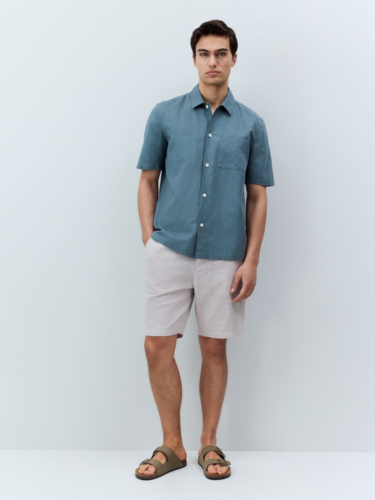 Pierre - Short chino à taille élastique en lin - Image 2 of 5