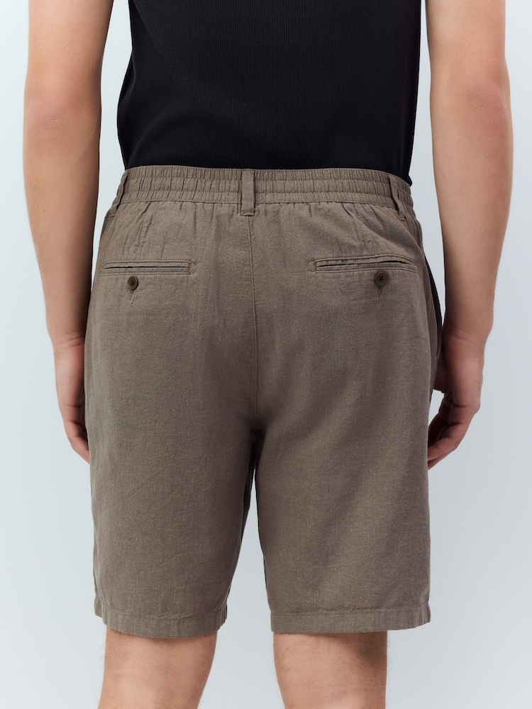 Mushroom Linen Rich Elasticated Waist Chino Shorts - Image 2 of 5