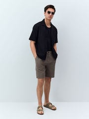 Mushroom Linen Rich Elasticated Waist Chino Shorts - Image 3 of 5