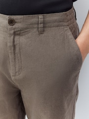 Mushroom Linen Rich Elasticated Waist Chino Shorts - Image 4 of 5
