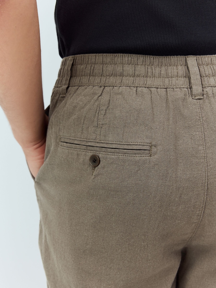 Mushroom Linen Rich Elasticated Waist Chino Shorts - Image 5 of 5