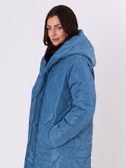 Lakeland Clothing Blue Mumba Longline Quilted Coat - Image 1 of 5