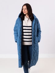 Lakeland Clothing Blue Mumba Longline Quilted Coat - Image 2 of 5