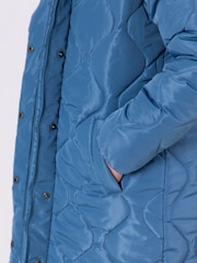 Lakeland Clothing Blue Mumba Longline Quilted Coat - Image 3 of 5