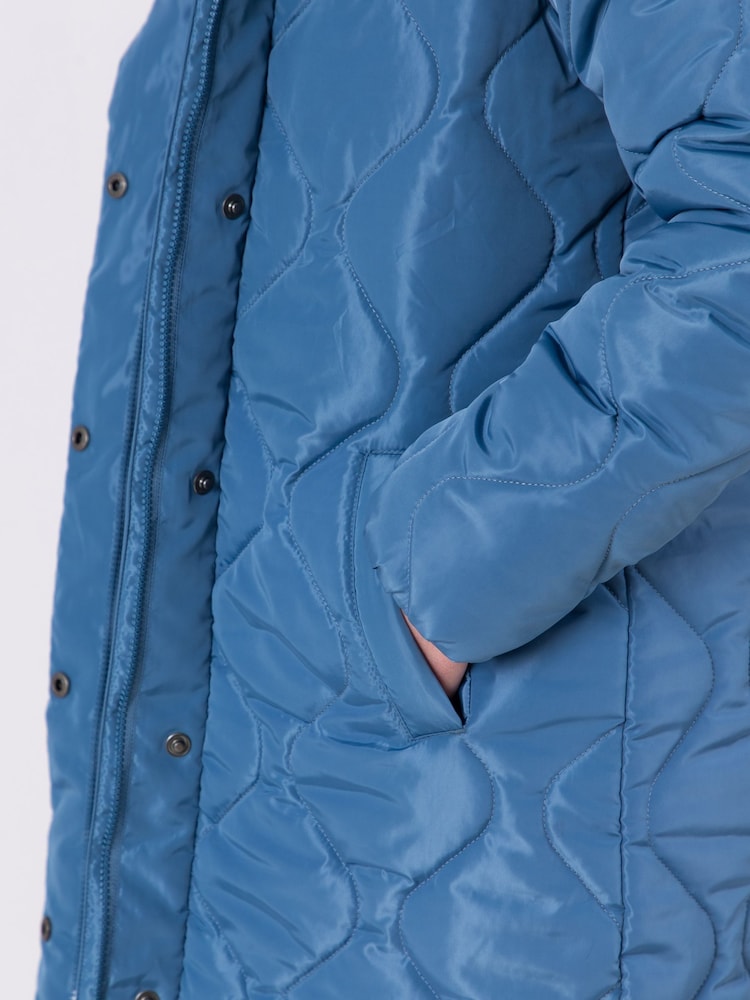 Lakeland Clothing Blue Mumba Longline Quilted Coat - Image 3 of 5
