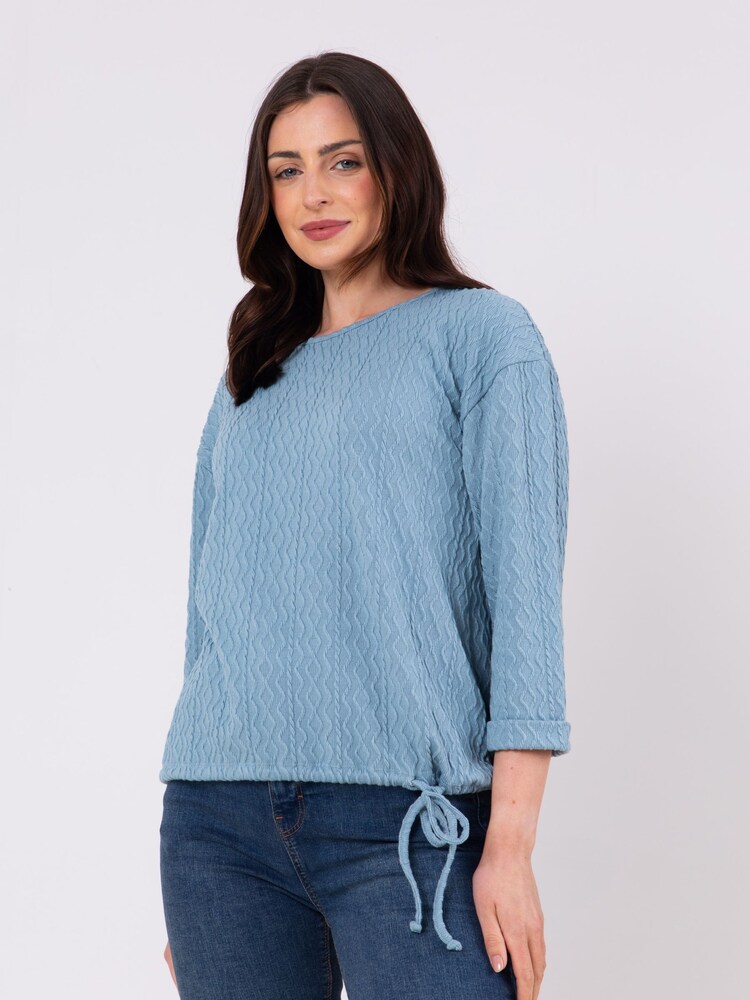 Lakeland Clothing Blue Joelle Textured Tie Hem Top - Image 1 of 5 Lakeland Clothing Blue Joelle Textured Tie Hem Top - Image 1 of 5