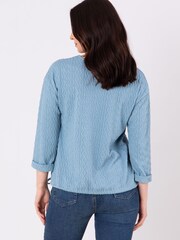 Lakeland Clothing Blue Joelle Textured Tie Hem Top - Image 3 of 5