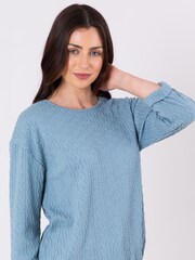 Lakeland Clothing Blue Joelle Textured Tie Hem Top - Image 4 of 5