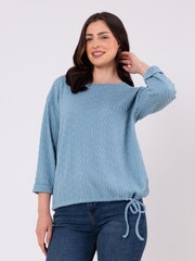Lakeland Clothing Blue Joelle Textured Tie Hem Top - Image 5 of 5
