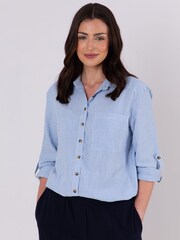 Lakeland Clothing Blue Slane 100% Cotton Pinstripe Shirt - Image 1 of 9
