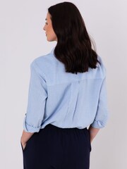 Lakeland Clothing Blue Slane 100% Cotton Pinstripe Shirt - Image 4 of 9