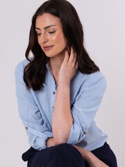 Lakeland Clothing Blue Slane 100% Cotton Pinstripe Shirt - Image 5 of 9