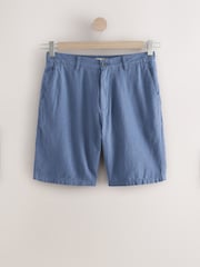 Blue Linen Rich Elasticated Waist Chino Shorts - Image 6 of 9