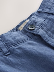 Blue Linen Rich Elasticated Waist Chino Shorts - Image 8 of 9
