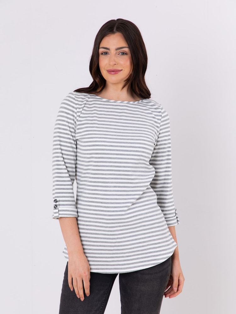 Lakeland Clothing Belinda Striped Breton 100% Cotton Top - Image 2 of 5