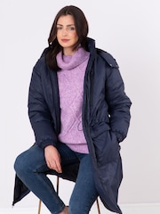 Lakeland Clothing Blue Creya Longline Padded Coat - Image 3 of 9