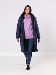 Lakeland Clothing Blue Creya Longline Padded Coat - Image 7 of 9