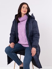 Lakeland Clothing Blue Creya Longline Padded Coat - Image 8 of 9