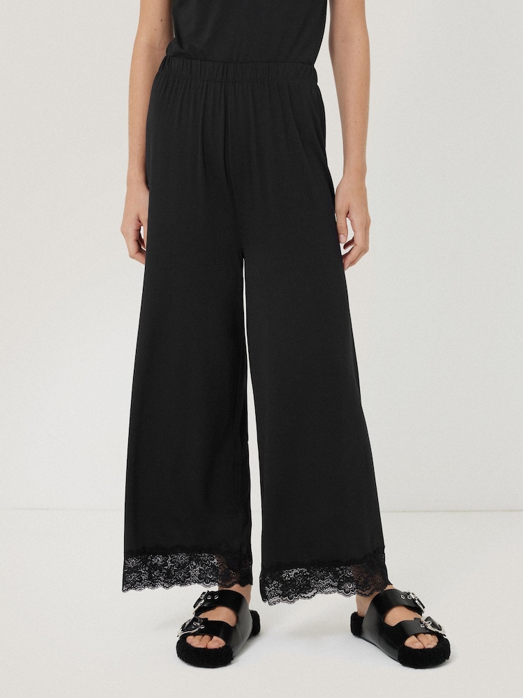 Jigsaw Black Modal Lace Trousers - Image 1 of 5