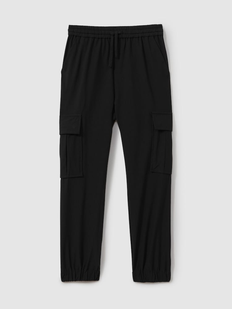 Reiss Black Lucian Technical Drawstring Trousers - Image 2 of 4
