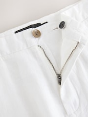 White Linen Cotton Chino Shorts with Belt Included - Image 2 of 4