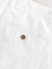 White Linen Cotton Chino Shorts with Belt Included - Image 3 of 4