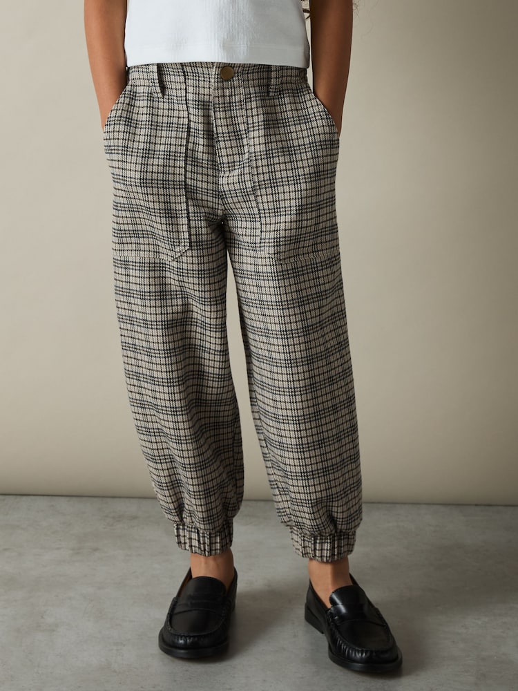 Reiss Grey Annika 9-13 yrs Check Woven Joggers - Image 1 of 4