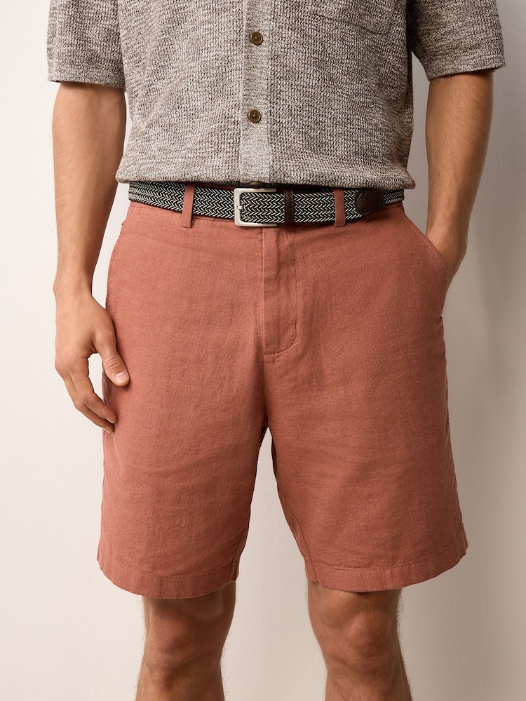 Clay Linen Cotton Chino Shorts with Belt Included - Image 1 of 7