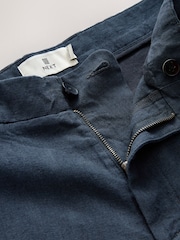 Navy Linen Cotton Chino Shorts with Belt Included - Image 8 of 10