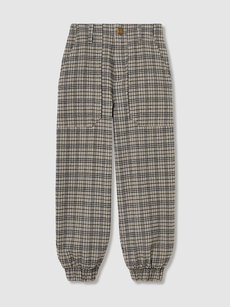 Reiss Grey Annika 13-14 yrs Check Woven Joggers - Image 1 of 4