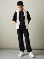 Reiss Black Lucian Technical Drawstring Trousers - Image 2 of 4